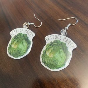 Lettuce party quirky cheesy earrings